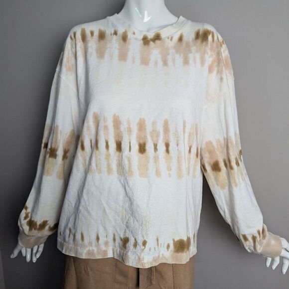 Oversized Long Sleeve Sweatshirt Citizens of Humanity tie dye white brown S - Picture 3 of 9